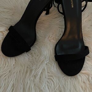 PrettyLittleThing Black Strappy Heels
